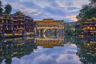 Chinese tourist attraction destination, Feng Huang Ancient Town (Phoenix Ancient Town) on Tuo Jiang