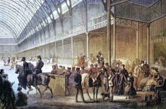 New Riding School in the Palace of Industry, Palace of Industry, 1869, Champs-Elysees, Paris,