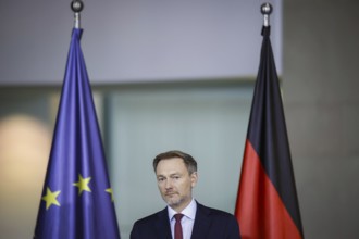Christian Lindner (FDP), Bundesminister der Finanzen, aufgenommen im Rahmen einer Pressekonferenz