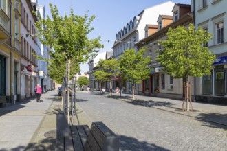 Pedestrian zone Hauptstraße in the city centre of Riesa, Saxony, Germany, Europe