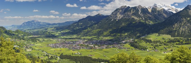 Mountain panorama from south-west on Oberstdorf, Oberallgäu, Allgäu, Bavaria, Germany, Europe