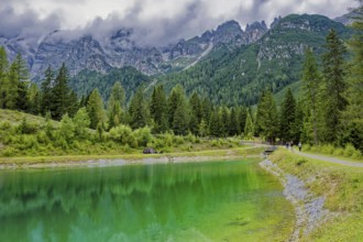 Panoramic lake, mountain lake, Stubai Alps near Telfes and Fulpmes, high mountains of the Alps,