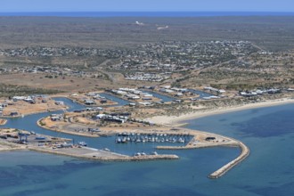 View of Exmouth, Ningaloo Reef, aerial view, State of Western Australia, Australia, Oceania