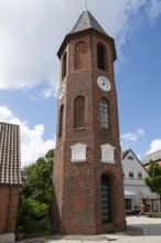 Bell tower, brick building, Mittelstraße, Wyk, Föhr, North Sea island, North Frisia,
