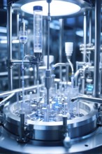 Mechanized pharmaceutical bioreactor in a manufacturing laboratory, AI generated