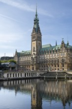 City Hall, State Government, North German Renaissance, Alsterfleet, Reflection, Hamburg, Germany,