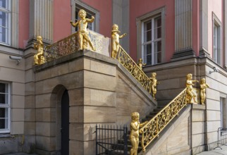 Putti on the flag staircase at the state parliament building, Potsdam, Brandenburg, Germany, Europe