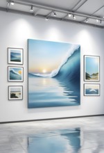Art gallery with canvas and plastics in a 3D illustration, AI generated