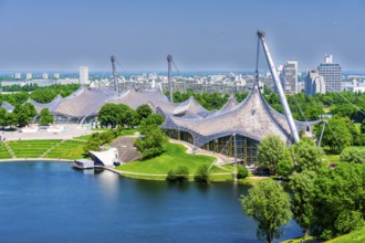 View from Olympic valley, Olympic stadium in Munich, Bavaria, Germany, Europe