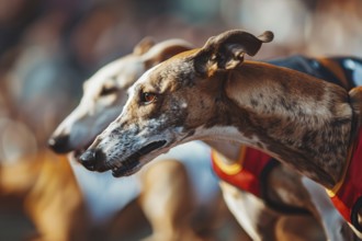 Greyhound dogs running in race, Generative AI, AI generated