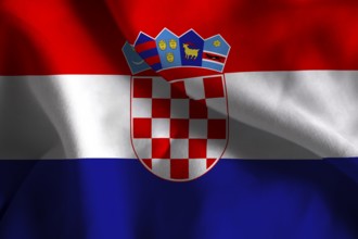 A ruffled fabric flag of Croatia