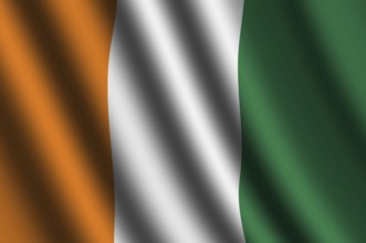 The Republic of Ivory Coast flag flying in the wind