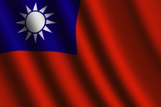 The Taiwan flag flying in the wind