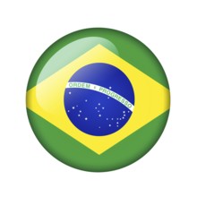 The Brazilian flag. Round glossy icon. Isolated on white background