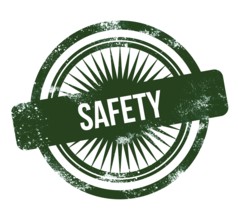 Safety, green grunge stamp