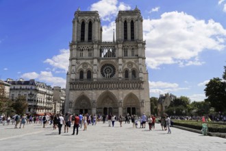 Notre Dame de Paris Cathedral, west façade, Île de la Cité, Paris, France, Europe