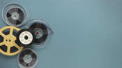 Top view movie reels with copy space. Resolution and high quality beautiful photo