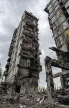 Destroyed and burned houses in the city Russia Ukraine war