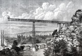 Construction of the Viaduc de Rouzat, Viaduc de la Sioule, Département Allier, Region
