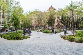 Superblock or Superilla in the Eixample neighbourhood, a highly restricted area of the city in