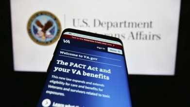 Stuttgart, Germany, 10-30-2023: Smartphone with website of United States Department of Veterans