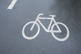 Bicycle lane sign on the street