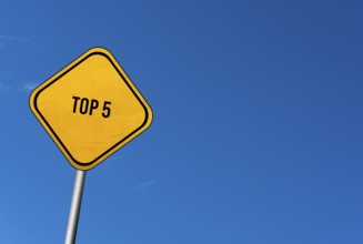 Top 5, yellow sign with blue sky