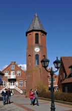 Bell tower, brick building, Mittelstraße, Wyk, Föhr, Schleswig-Holstein, Germany, Europe