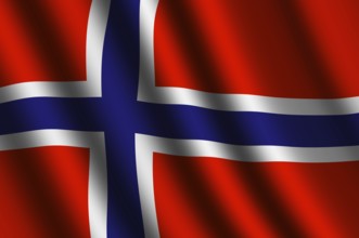 The Norwegian flag flying in the wind