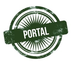 Portal, green grunge stamp