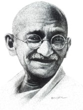 Drawing of Freedom Fighters of India Mohandas Karamchand Gandhi by Arun K Mishra