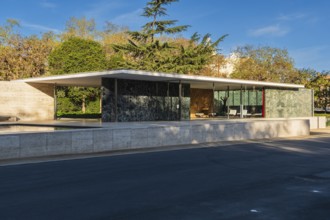 The Barcelona Pavilion by Mies van der Rohe in Barcelona, Spain, Europe