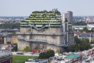 Feldstraße bunker, media bunker, high-rise bunker on Heiligengeistfeld with roof garden, Hamburg,