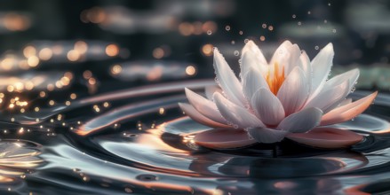 Close-up view of a delicate lotus flower symbolising purity, balance and harmony. AI generated, AI