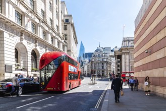 London, UK, May 14, 2019: Street scene in the financial district near the Bank of England a sunny
