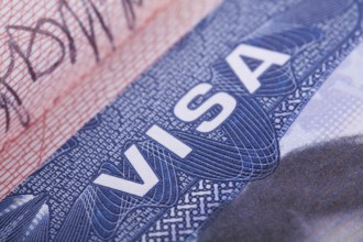 American Visa in the passport. Close up