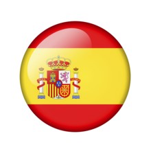 The Spanish flag. Round glossy icon. Isolated on white background