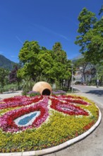 Flower arrangement on the spa promenade in Merano, South Tyrol