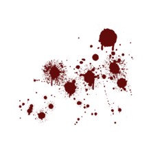 Red blood splatter stain on white background