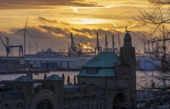 View of the landing stages in Hamburg