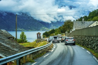 Coastal road, Hardangerfjord, Kinsarvik, Norway, Europe