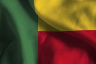 Ruffled Flag of Benin Blowing in Wind
