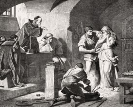 Torture of a witch during the Middle Ages