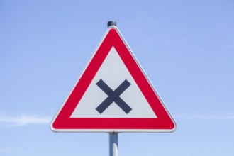 Danger sign, traffic sign crossing or junction with right of way from the right, Germany, Europe