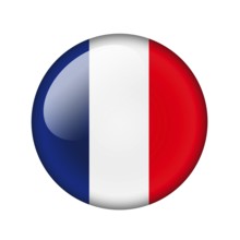 The French flag. Round glossy icon. Isolated on white background