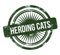 Herding cats, green grunge stamp