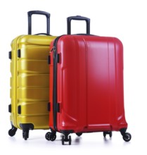 Travel suitcases isolated on white background