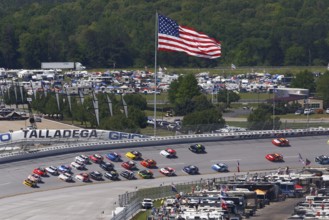 The NASCAR Xfinity Series races in the pack during the Spark Energy 300 at Talladega Superspeedway