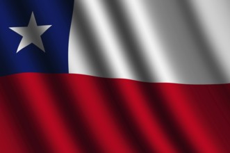 The Chile flag flying in the wind
