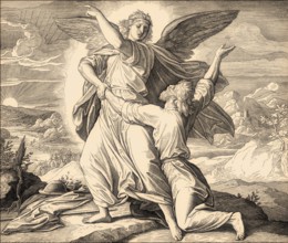 Jacob Wrestles with God, Old Testament, by Julius Schnorr von Carolsfeld, 1860